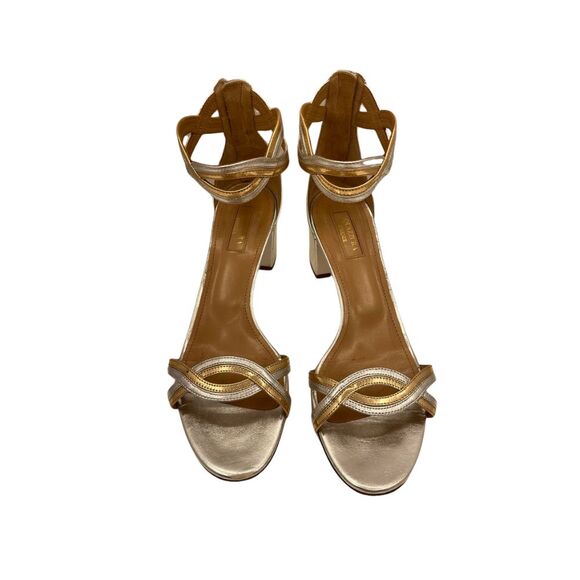 Aquazzura Moonray Metallic Sandal Women's 39.5 Made in Italy - Picture 2 of 5